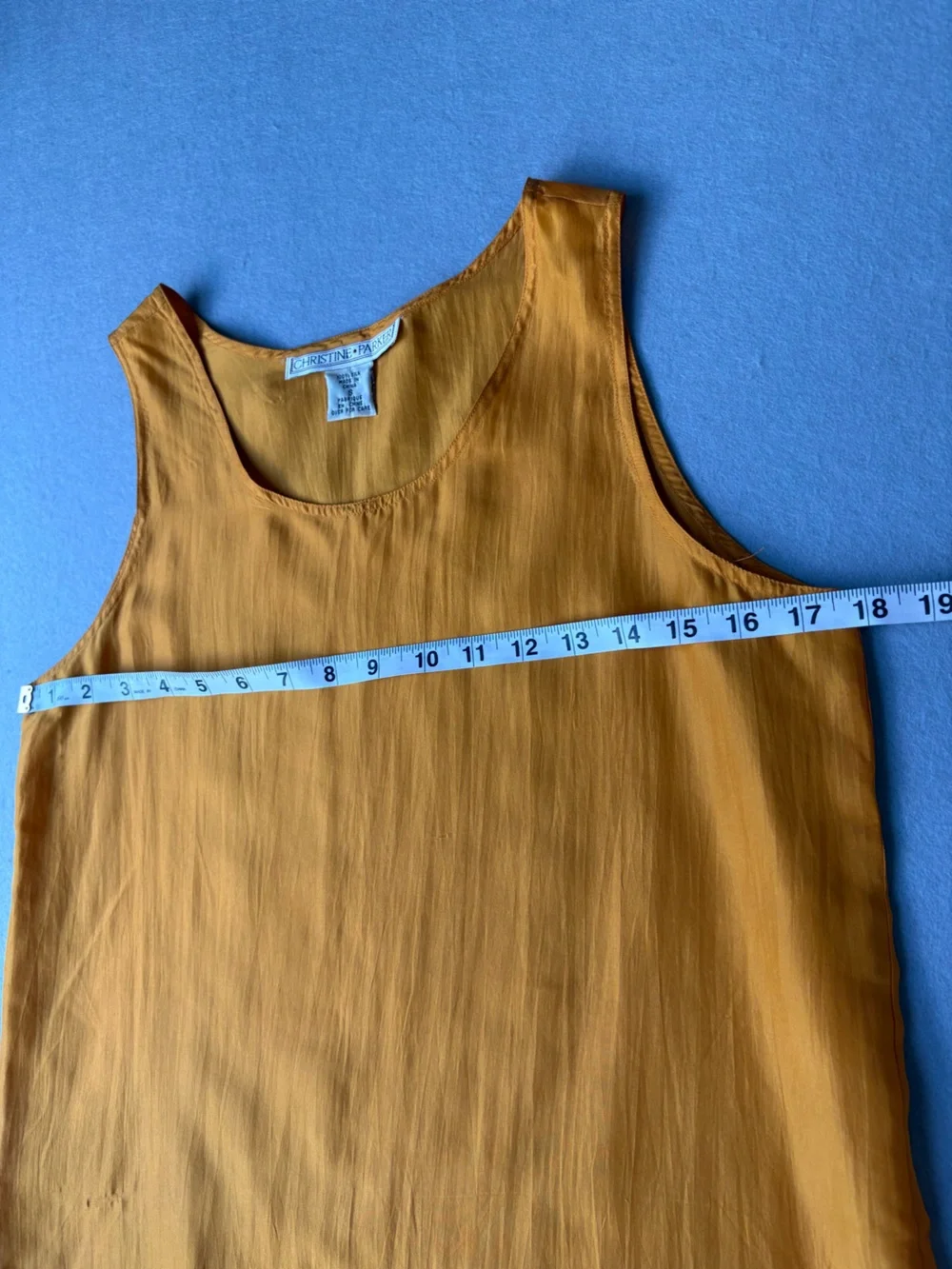 True Vintage 100% Silk Golden Mustard Sleeveless Christine Parker Tank Top sz S